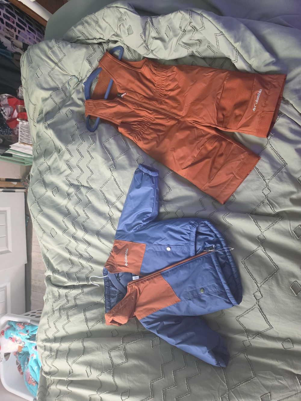 Columbia Kids 2-Piece Blue and Rust Snow Jacket & Bib Set